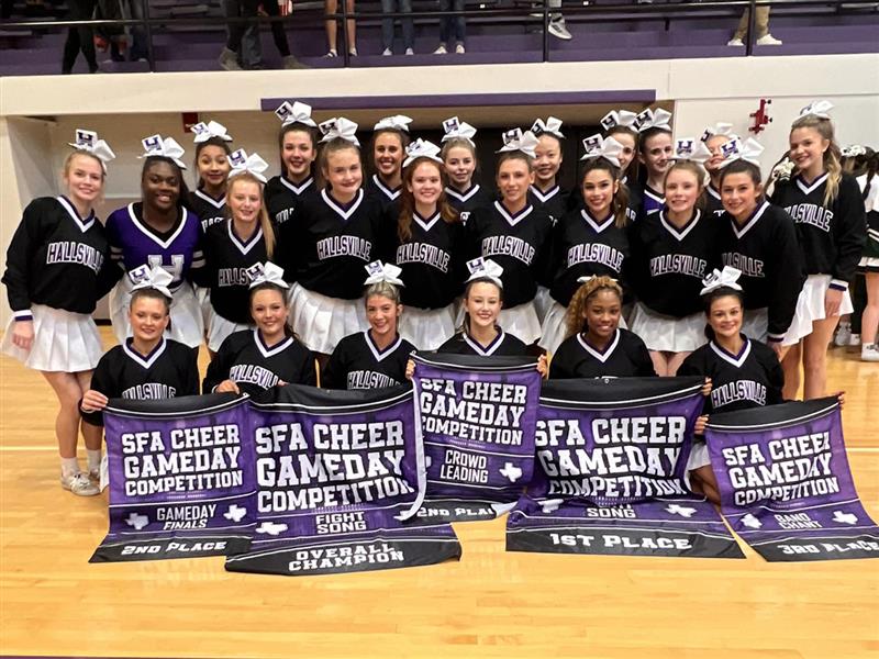 Our HHS cheerleaders attended the SFA Gameday Competition in January 2025! 1st OVERALL Fight Song 1st 4A/5A division Fight Song 2nd 4A/5A division Crowd Leading 3rd 4A/5A division Band Chant WAY TO GO LADIES!